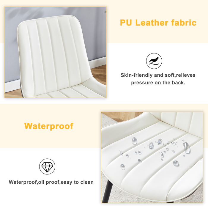 Extended Seat Cushion PU Dining Chair Set - Four Pieces.Smooth line design.Can integrate well into various modern home decoration styles.White and Dark Gray Splicing Colors. - DTYStore