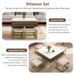 Modern Square Lift-Top Coffee Table Set with Storage & 4 Ottomans White & Walnut - DTYStore
