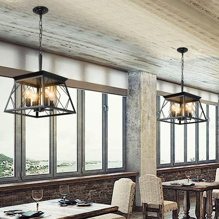 4-Light Farmhouse Chandeliers For Dining Room Black(No Bulbs)