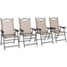 Outsunny Folding Patio Chairs, Set of 4 Sports Chairs for Adults, Camping Chairs with Armrests, Breathable Mesh Fabric Seat for Lawn, Brown - DTYStore