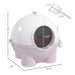 Hooded Cat Litter Box, Large Kitty Litter Pan with Lid, Scoop, Leaking Sand Pedal, Top Handle, Light Pink