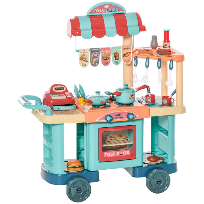 Kids Kitchen Food Stand with Play Food, Cashier Register, Accessories Ages 3- 6