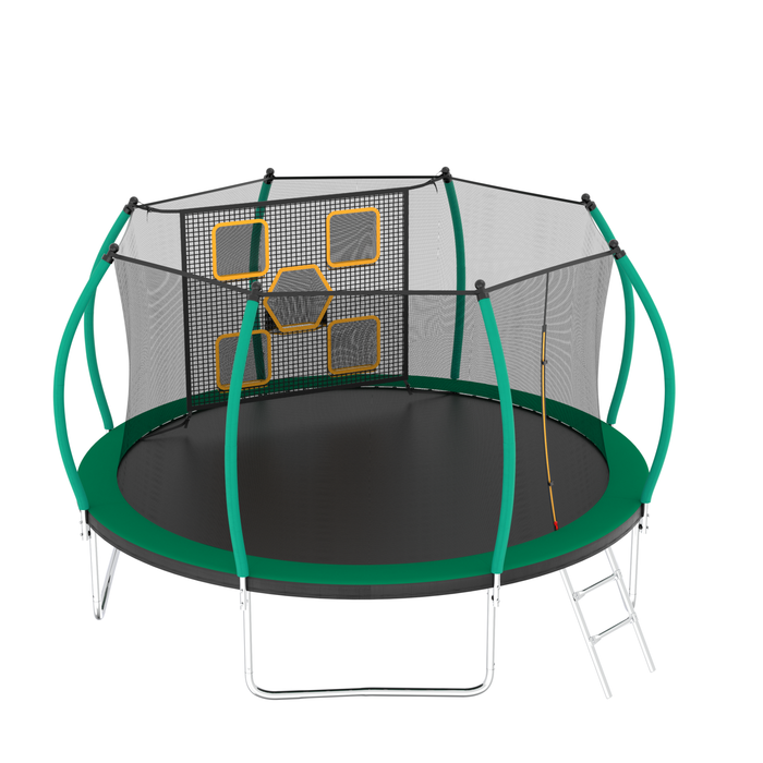 12FT Trampoline, Outdoor Trampolines for Kids and Adults, Recreational Trampoline with Enclosure Net & Ladder, Round Trampoline ASTM Approved - DTYStore