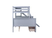 Twin over Full Bunk Bed with 2 Drawers, Slide, Shelves, Ladder, Rubber Wood Bunk Bed with Slide, Drawers,Grey(Old Sku:W504S00061) - DTYStore