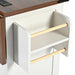 54.5" Farmhouse Kitchen Island with Power Outlet, Kitchen Storage Island with Internal Storage Rack, Drop Leaf, Spice Rack, Rolling Kitchen Cart on Wheels, for Home, Kitchen and Dining Room,White - DTYStore