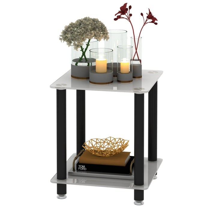 Modern 2-Tier Side Table with Storage Shelf, Sofa Table, and Night Stand