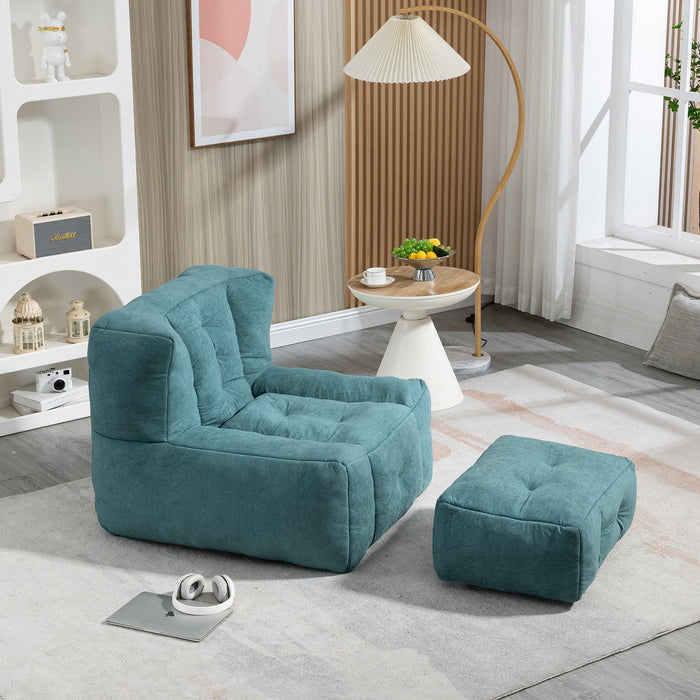 Fluffy bean bag chair, comfortable bean bag for adults and children, super soft lazy sofa chair with memory foam and ottoman, indoor modern focus bean bag chair for living room, bedroom, apartment - DTYStore