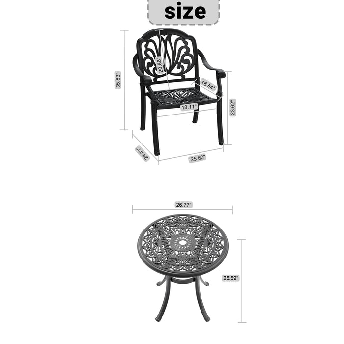 5-Piece Set Of Cast Aluminum Patio Furniture With Black Frame and Seat Cushions In Random Colors - DTYStore