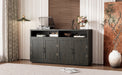 TREXM 4-door Classic Sideboard with Open Storage and Adjustable Shelves Perfect for kitchens, living rooms (Grey Brown)