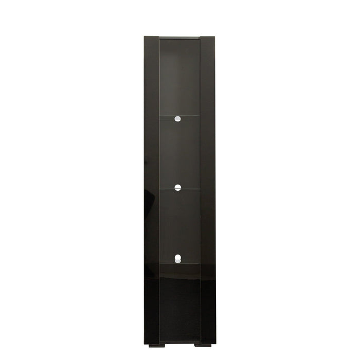 Black side cabinet with aluminum strip lamp,With large storage space