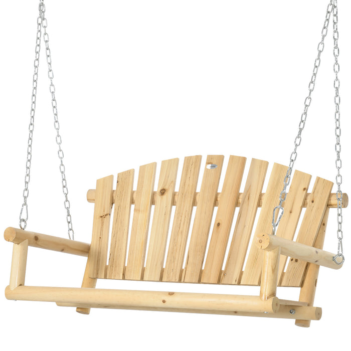 Outsunny 2-Seater Porch Swing, Hanging Outdoor Swing Bench with Metal Chains for Deck, Patio, Garden, Backyard - DTYStore