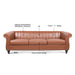 83.46" Brown PU Rolled Arm Chesterfield Three Seater Sofa.