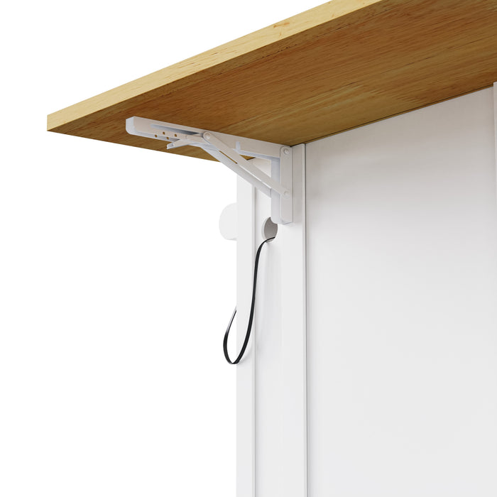 48inch Large Kitchen Island with 2 Bar Stools, Power Outlet, Door Internal Storage Rack, Kitchen Storage Cart on 5 Wheels with Drop Leaf, 5 Open Side Racks, 2 Drawers,for Kitchen,Dining Room,White - DTYStore