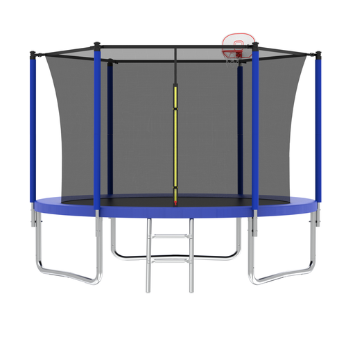 10FT Trampoline for Kids, Basketball Hoop and Ladder, Outdoor Kids Trampoline with Safety Enclosure,Fast Assembly for Backyard Fun,ASTM Approved - DTYStore