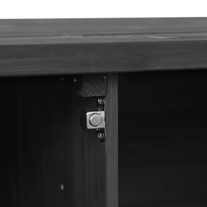 Outdoor Kitchen Island, Rolling Bar Cart & Storage Cabinet, Farmhouse Solid Wood Outdoor Grill Table with Stainless Steel Top, Spice Rack , Towel Rack for Kitchen & Barbecue, Black - DTYStore