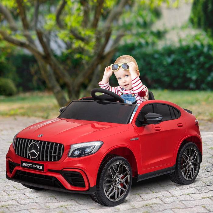 12V Toddler Ride On Car with Remote Control, Mercedes Benz AMG GLC63S Coupe, Electric Car with 2 Speed, MP3 Player, Light, Horn, Songs, Suspension, Red