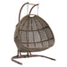 Brown Wicker Hanging Double-Seat Swing Chair with Stand w/Beige Cushion - DTYStore