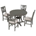 5-Piece Round Dining Table and Chair Set with Special-shaped Legs and Hollow Chair Back