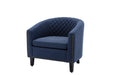 COOLMORE Barrel Chairs with Soft Padded Armrest, Club Chairs with nailheads and solid wood legs for Living Room Bedroom Waiting Room (Navy linen)