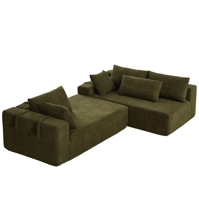 Modern Chenille Upholstered Sectional Sofa Couch Set,Modular 108" L Shaped Sectional Living Room Sofa Set With 6 Pillows,Free Combination Sofa Couch for Living Room,Bedroom(Right Chaise) - DTYStore