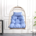 Outdoor garden rattan egg swing chair hanging chair PE hanging chair blue - DTYStore