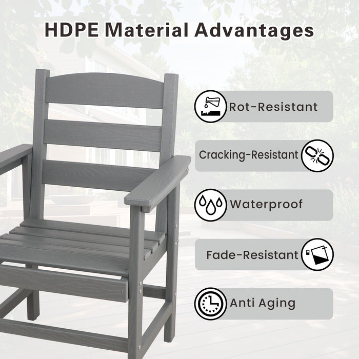 5 Piece HDPE Patio Outdoor Furniture Set for 4, Dining Table and Chairs,51'' Outdoor Dining Table , Outdoor Dining Set for Garden, Backyard, Lawn, and Poolside(grey) - DTYStore