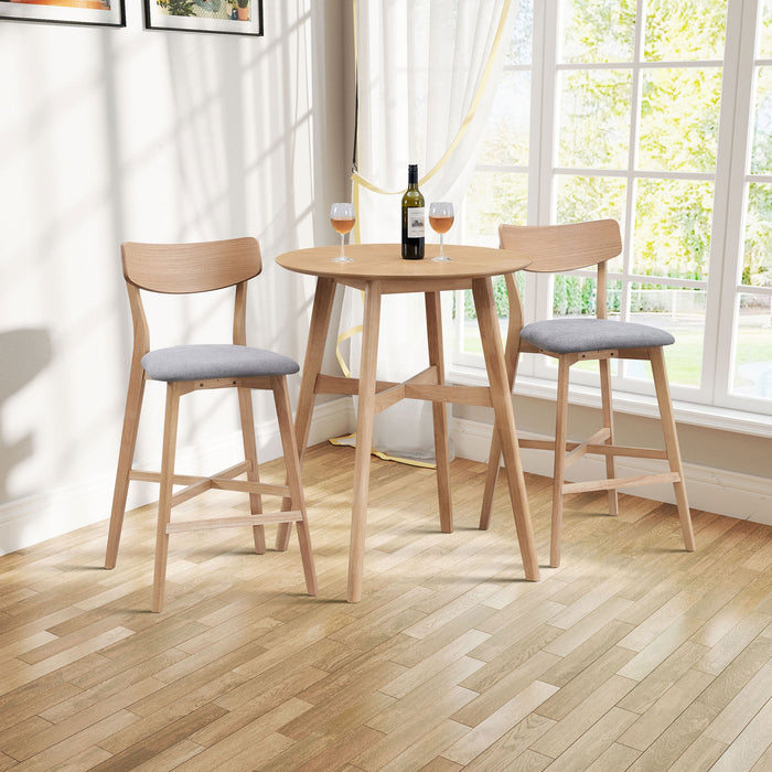 Wooden Bar Chairs Set of 2, Modern Soft Upholstered Kitchen Island Chairs, Counter Height Stool with Backrest,Wooden Frame Chairs with Footrest for Pub,Living Room,Restaurant,OAK - DTYStore