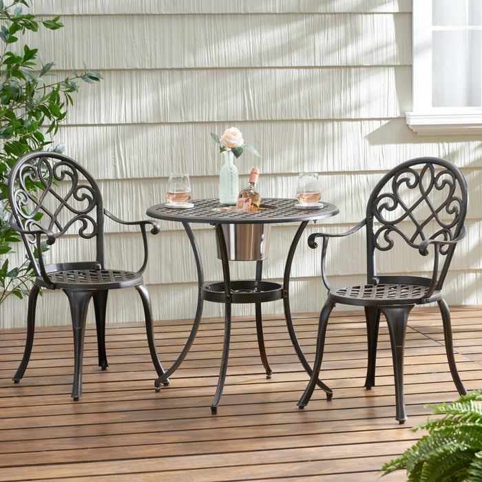 CAMDEN 3PC CAST BISTRO SET W ICE BUCKET - DTYStore