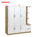 3 Door Wooden Storage Wardrobe for Dedroom with Shelves and 2 Drawers, Side Storage Shelves,White - DTYStore