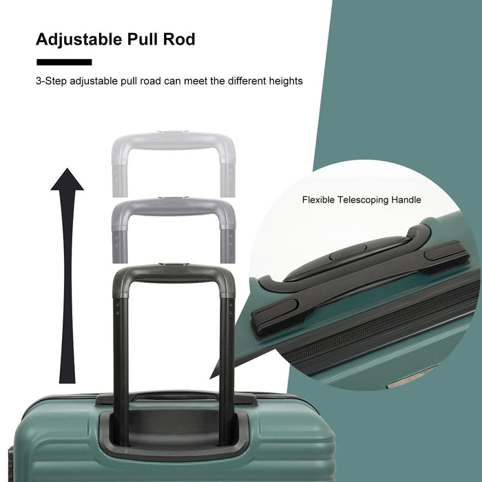 3 Piece Luggage Sets ABS Lightweight Suitcase with Two Hooks, Spinner Wheels, TSA Lock