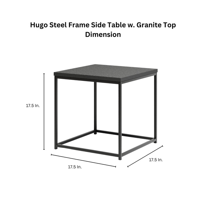 DTY Signature Hugo Steel Frame Side Table with Granite Top