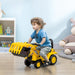 Kids Excavator Ride-on Pulling Cart with Sound Effects, Kids Digger Sit n Scoot Ride-on Toy for Toddler or Preschool Age with Under-Seat Storage, Treaded Wheels