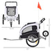 Dog Bike Trailer 2-In-1 Pet Stroller with Canopy and Storage Pockets, White