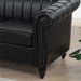 83.46'' Black PU Rolled Arm Chesterfield Three Seater Sofa.