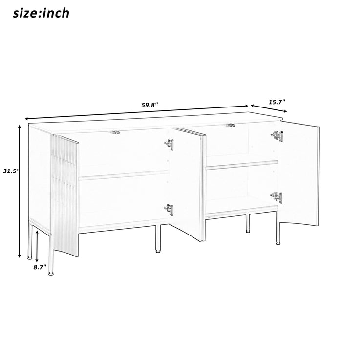 U_Style Elegant Sideboard Featuring Curved Bottom Doors with Arched Groove Design in a Stylish Four-Door Layout,Suitable for Living Rooms,Entrance and Study - DTYStore