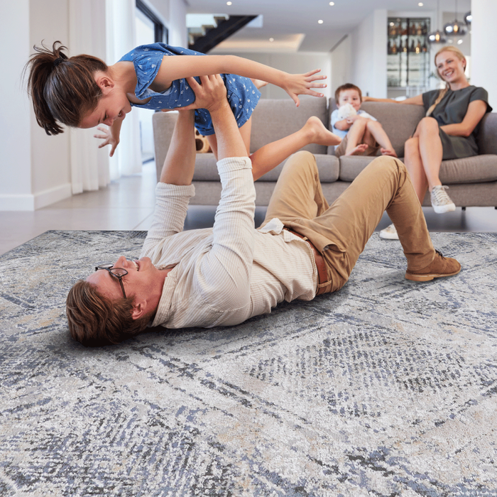 DTY Signature Collection 2X3 Blue/Grey /Geometric Non-Shedding Living Room Bedroom Dining Home Office Stylish and Stain Resistant Area Rug - DTYStore