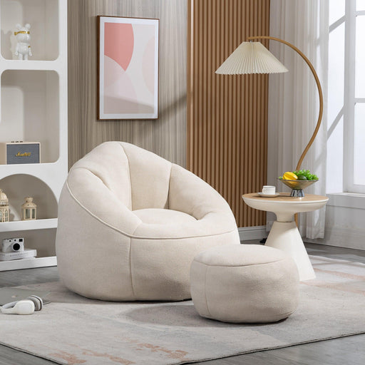 Bedding Bean Bag Sofa Chair High Pressure Foam Bean Bag Chair Adult Material with Padded Foam Padding Compressed Bean Bag With Footrest - DTYStore