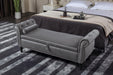 63" Velvet Multifunctional Storage Rectangular Sofa Stool Buttons Tufted Nailhead Trimmed Solid Wood Legs with 1 Pillow,Grey