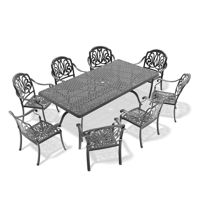 (Cushions In Random Colors)9-Piece Set Of Cast Aluminum Patio Furniture With Cushions - DTYStore