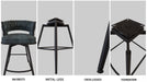 26' Bar Chair Suede Woven Bar Stool Set of 2,Black legs Barstools No Adjustable Kitchen Island Chairs,360 Swivel Bar Stools Upholstered Bar Chair Counter Stool Arm Chairs with Back Footrest (Blue) - DTYStore