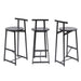 27''H Barstool Set of 3 Wooden Round Bar Stools with Footrest Modern Kitchen Chairs for Counter (Black & Black) - DTYStore
