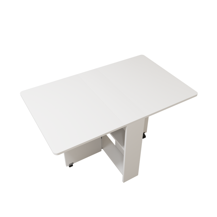 Fully unfolded 51.18 inches white foldable table, suitable for small family table or display table convenient, home simple long table, simple and lightweight - DTYStore