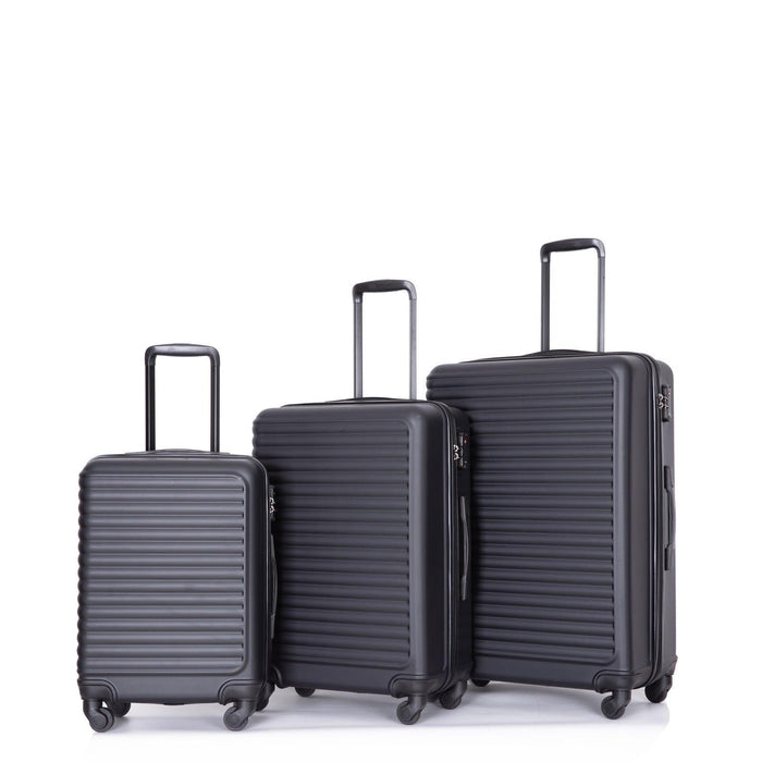 3 Piece Luggage Sets ABS Lightweight Suitcase with Two Hooks, Spinner Wheels, TSA Lock