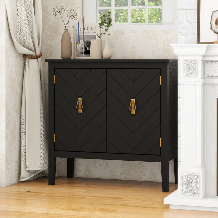 2 Door Wooden Cabinets, Black Wood Cabinet Vintage Style Sideboard for Living Room Dining Room Office