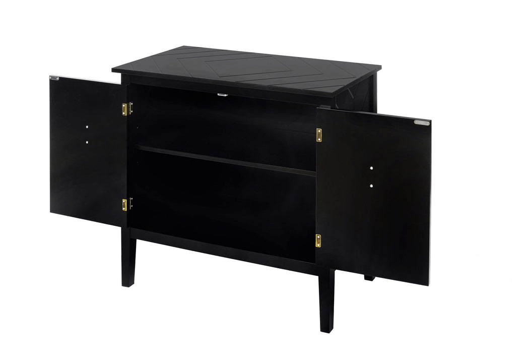 2 Door Wooden Cabinets, Black Wood Cabinet Vintage Style Sideboard for Living Room Dining Room Office