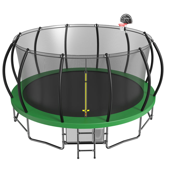 15FT Trampoline with Basketball Hoop - Recreational Trampolines with Ladder ,Shoe Bag and Galvanized Anti-Rust Coating - DTYStore