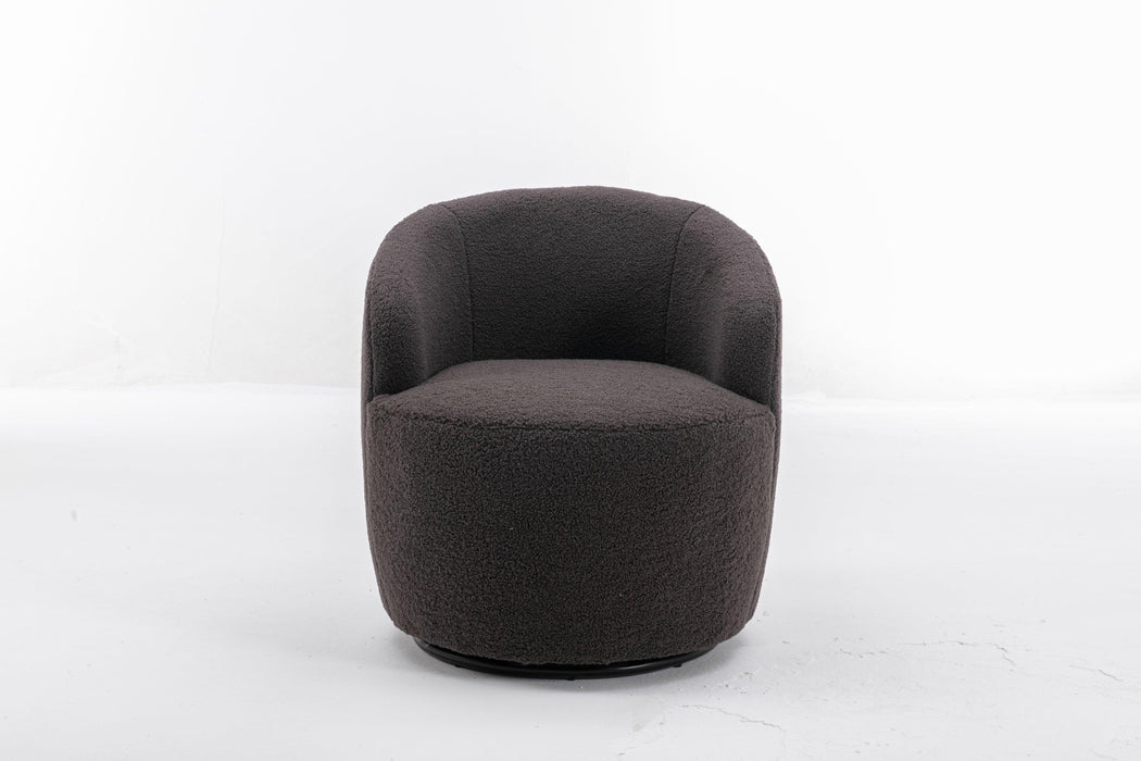 Teddy Fabric Swivel Accent Armchair Barrel Chair With Black Powder Coating Metal Ring,Dark Gray