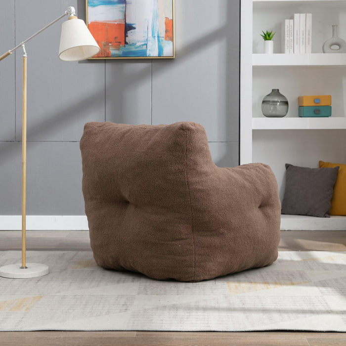 010-Soft Teddy Fabric Tufted Foam Bean Bag Chair With Teddy Fabric Coffee