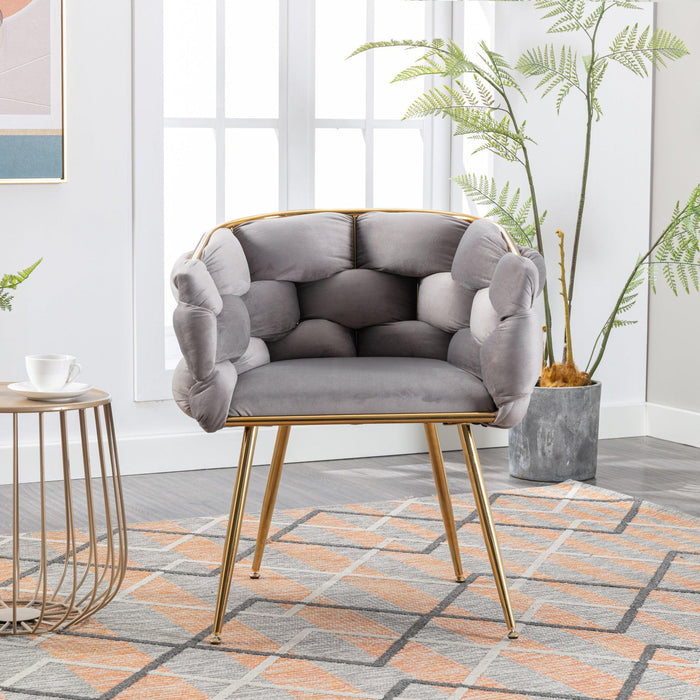 Luxury modern simple leisure velvet single sofa chair bedroom lazy person household dresser stool manicure table back chair gray - DTYStore