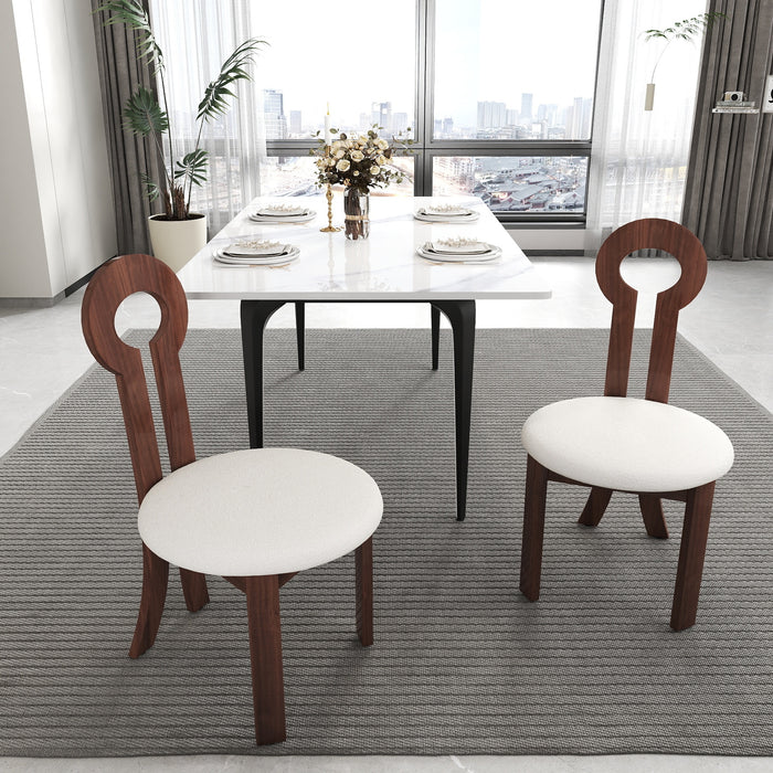 Vintage Rubber Solid Wood Dining Chair, Sheep Plush Dining Chair, Armless Dining Chair, Suitable For Small Home Dressing Room Model Room, Natural(Set Of 2) - DTYStore